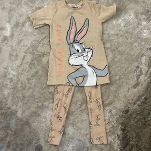 H&M girls size 4-5y Bugs Bunny shirt/tights set